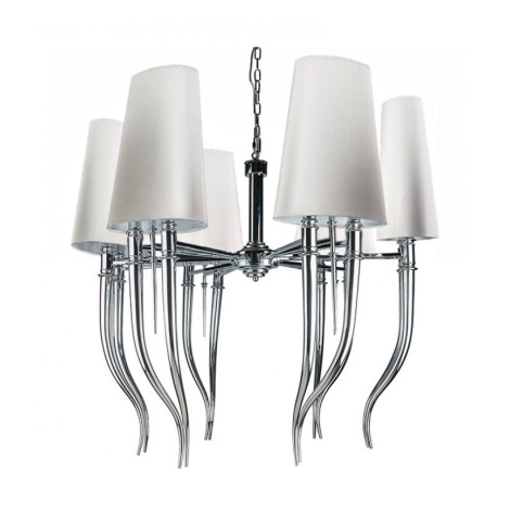 Lampadario Ø94 tessile bianco/cromo