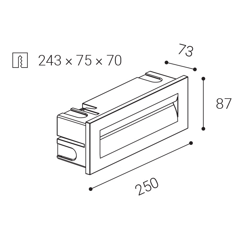 LED incasso parete antracite 25cm 3000K IP65