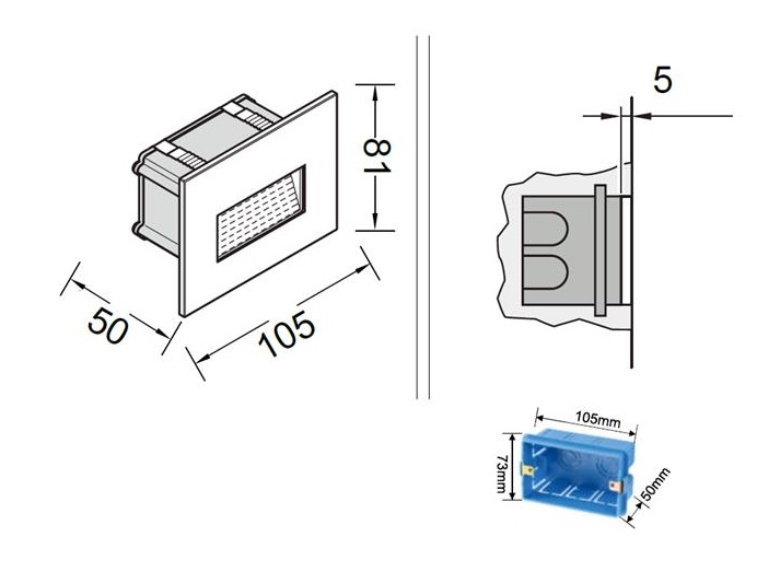 LED incasso parete bianco 3W CCT IP65 38°
