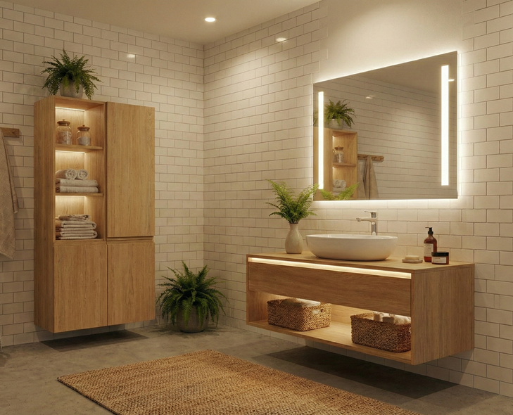 Specchio LED quadrato senza cornice - luce diretta/indiretta