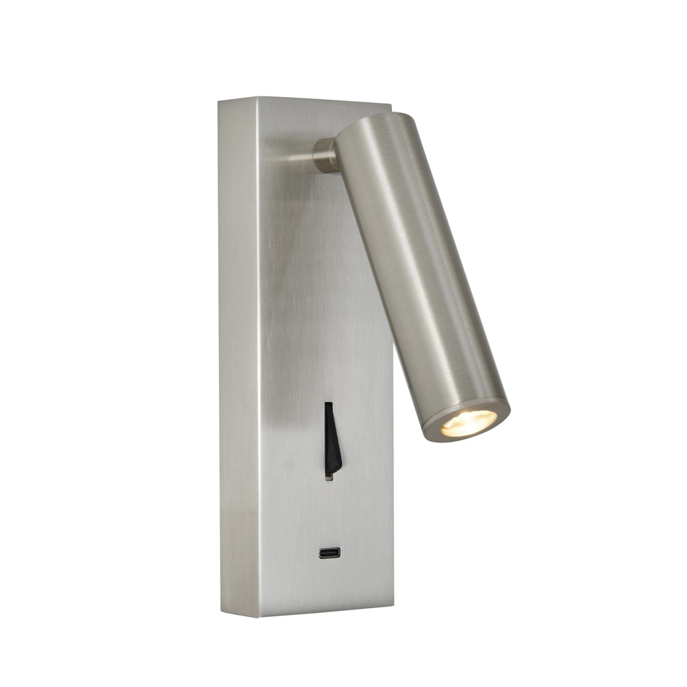 LED Leseleuchte Zylinder silber USB-C