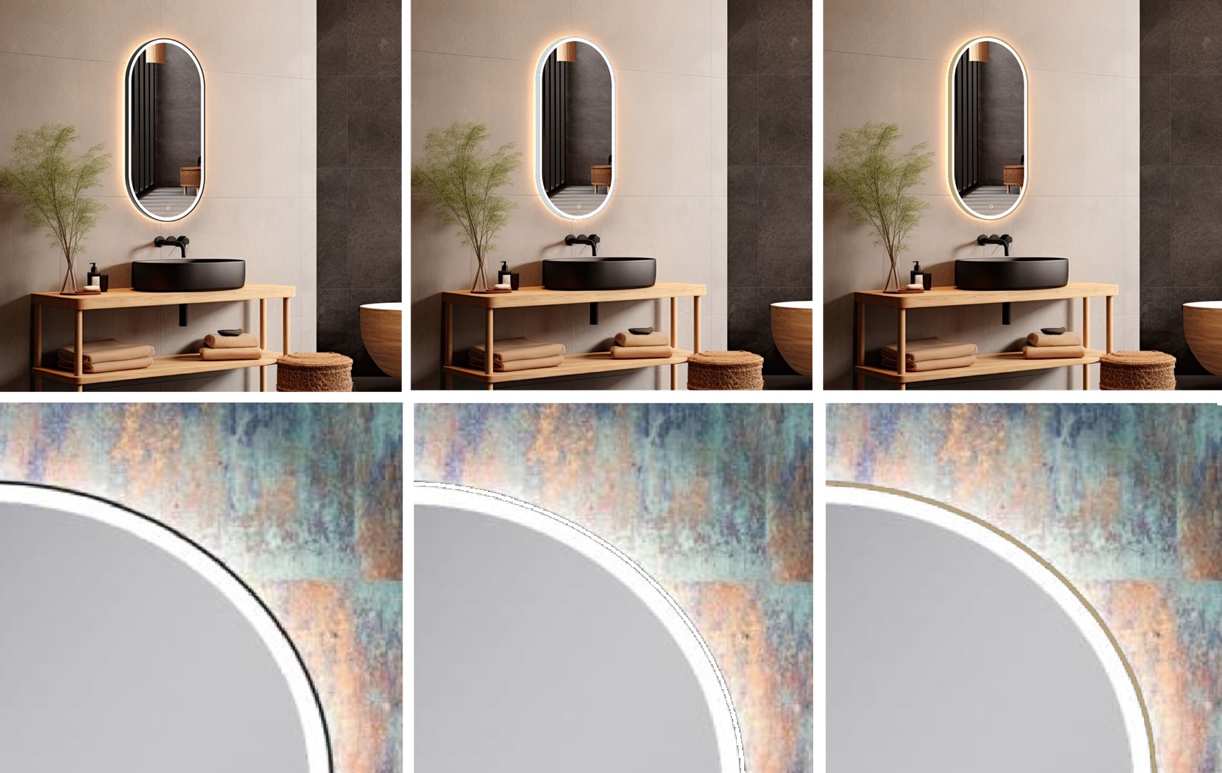 Specchio LED ovale con cornice - diretto/indiretto
