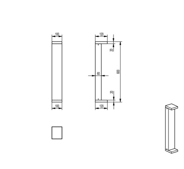 Paletto luminoso LED 60cm grigio grafite