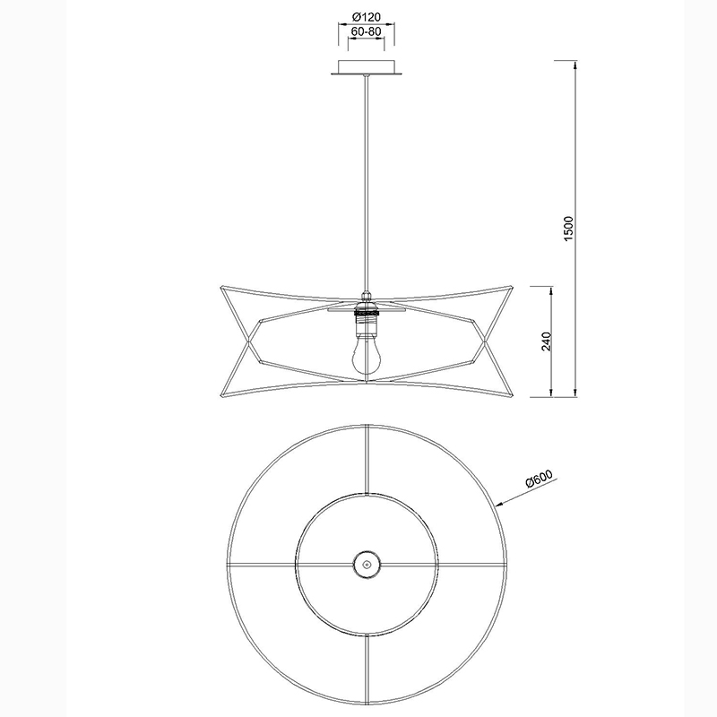 Hängeleuchte IP44 Ø60 Textil