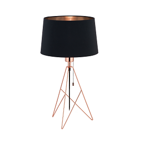 Lampada da tavolo tessile nero/rame 1xE27