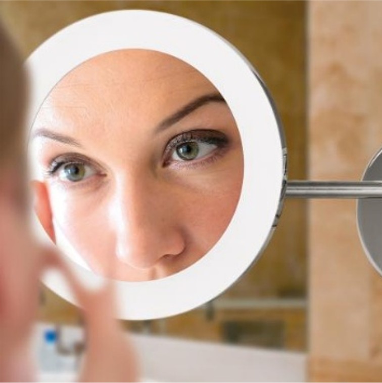 LED Schminkspiegel chrom IP44 Ø20cm