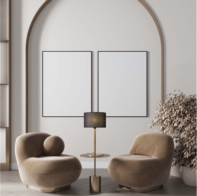 Lampada da tavolo in tessuto 58cm nero/oro