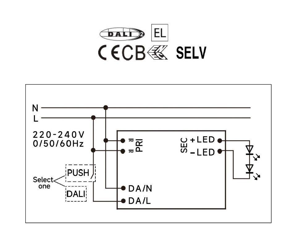 Alimentatore LED DALI 45W 24 VDC
