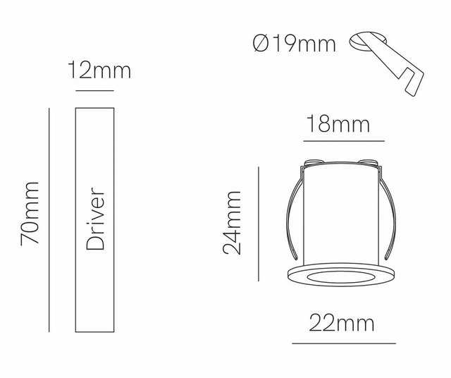 LED Einbau Mikro Ø22mm IP20 weiß