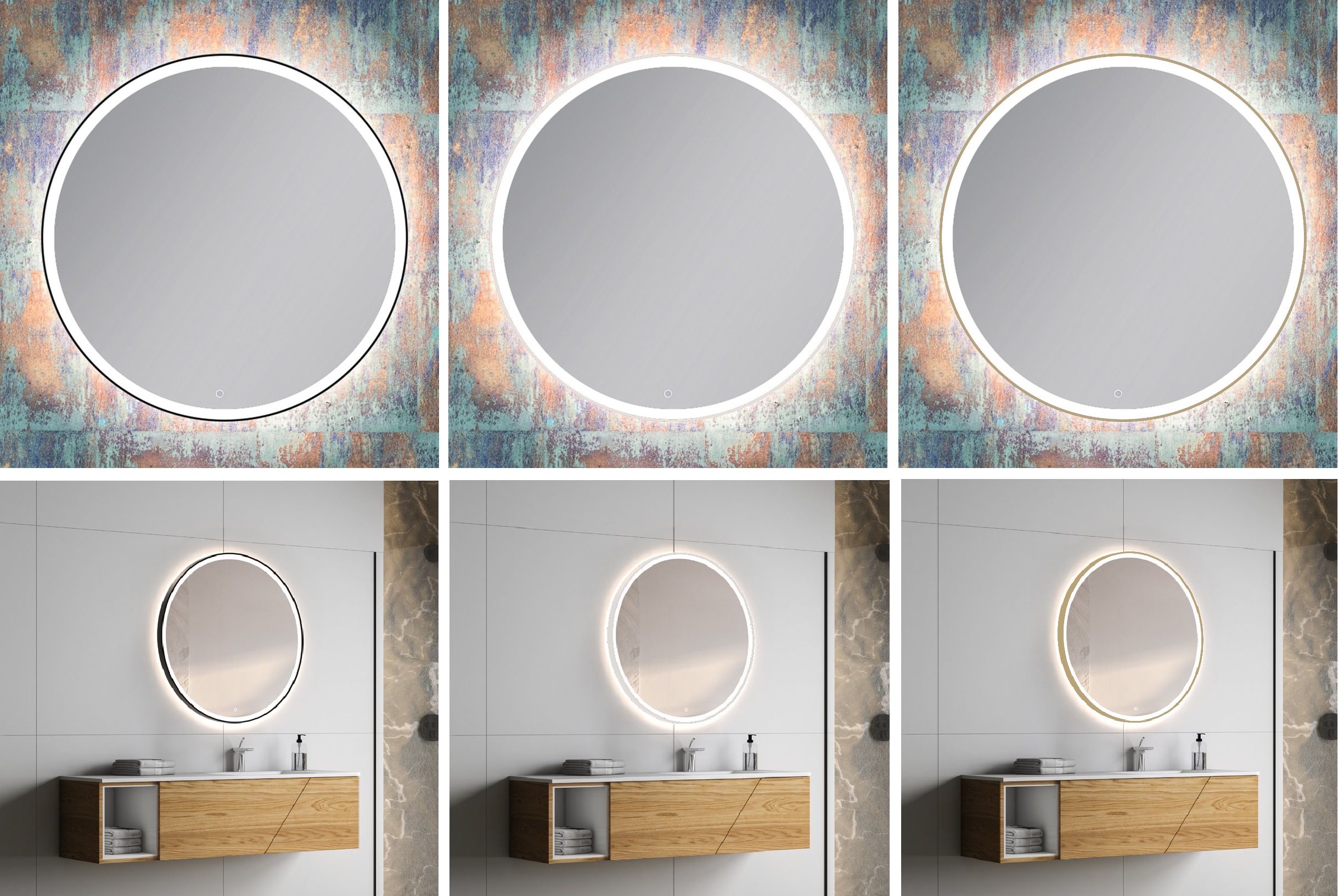 Specchio LED con cornice - diretto/indiretto