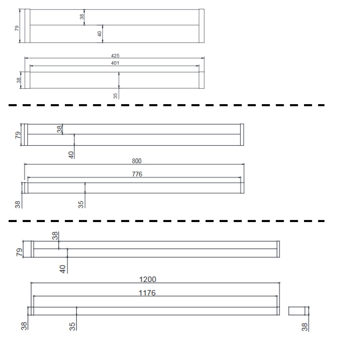 Luce a specchio LED nero