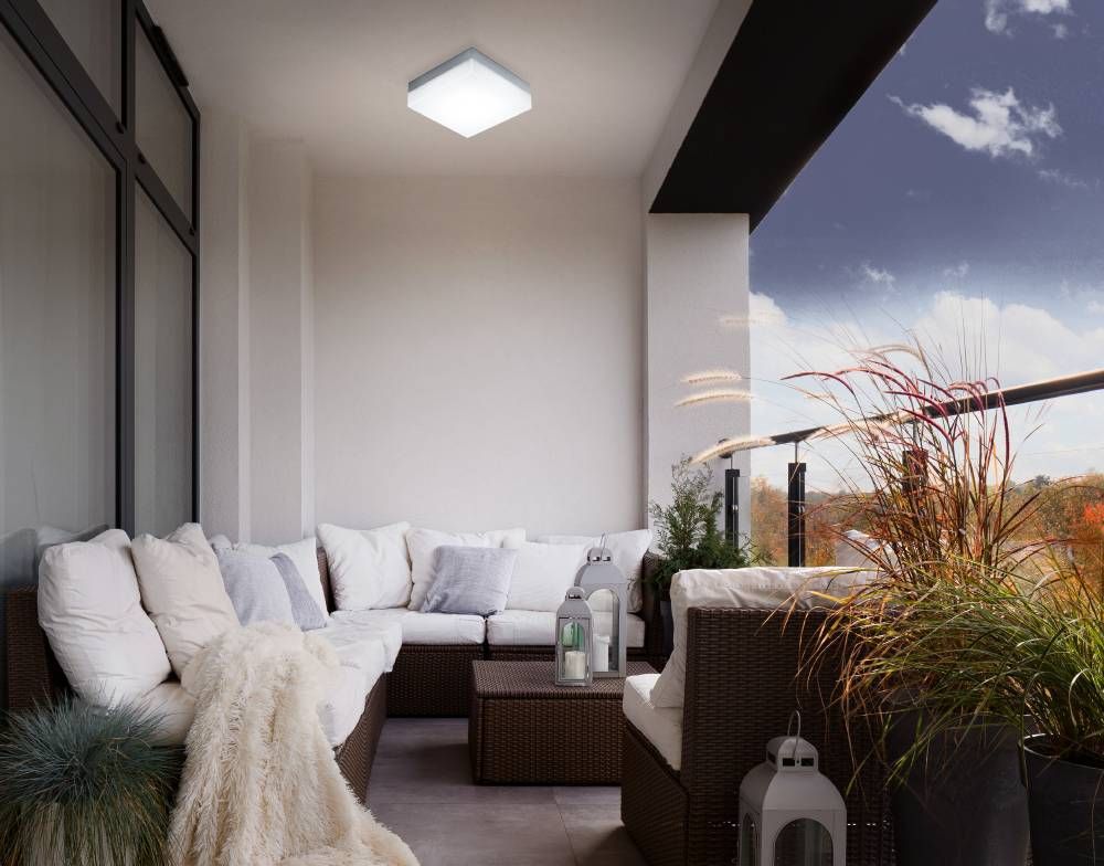 Plafoniera LED IP44 nero/opale 215x215