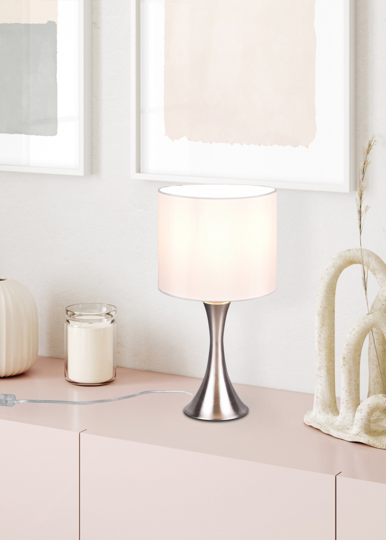 Lampada da tavolo nichel/bianco Ø20cm E27