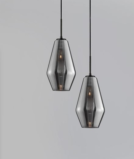 Lampada a sospensione in vetro fumé Ø17
