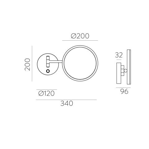 Specchio da trucco LED nero opaco 7W