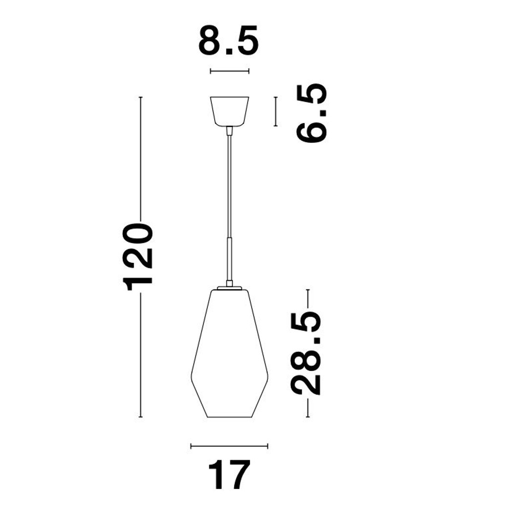 Lampada a sospensione in vetro fumé Ø17