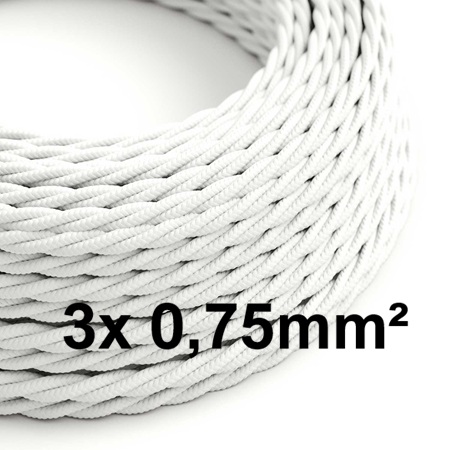Cavo trecciato in tessile 3x0,75mm² bianco