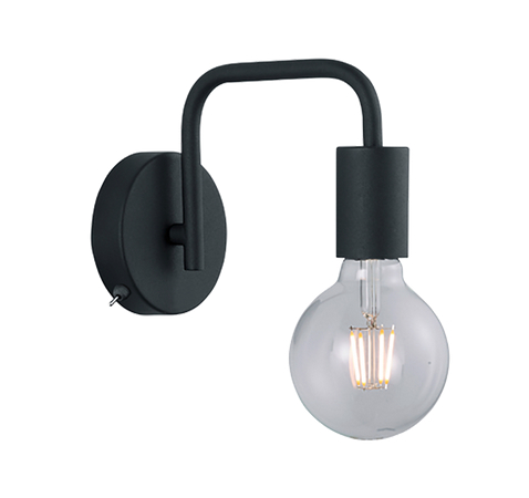 Lampada da parete 1xE27 con interruttore nero