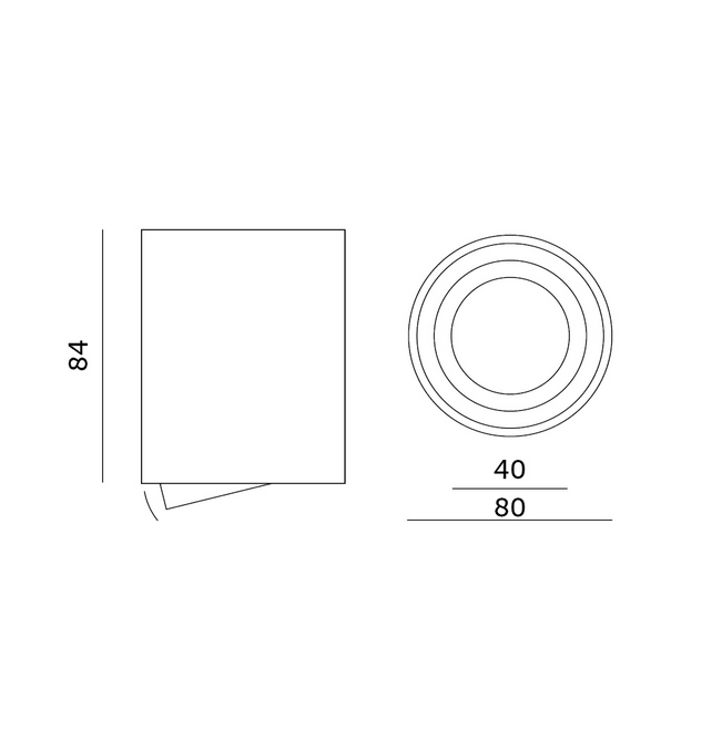 Faretto da superficie Alu GU10 Ø8,4x8cm
