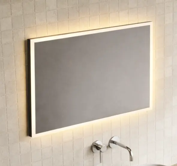 Specchio LED rettangolare con cornice – luce diretta/indiretta