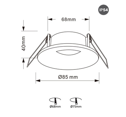 Faretto da incasso IP54 bianco GU10