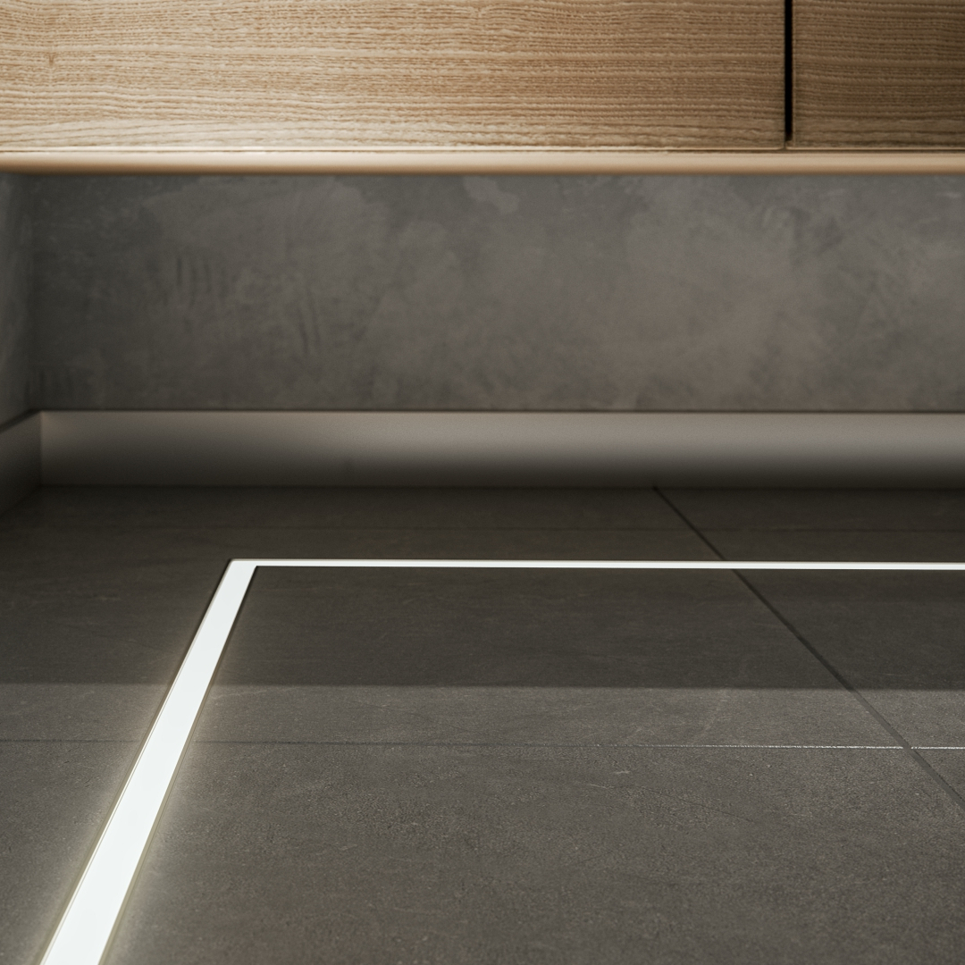 Profilo LED da incasso a pavimento bianco