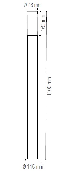 Paletto luminoso antracite H.110cm E27