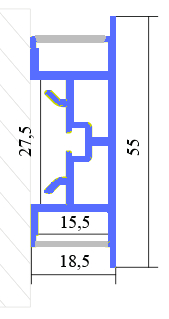 Profilo a parete nero + 2x copertura opale