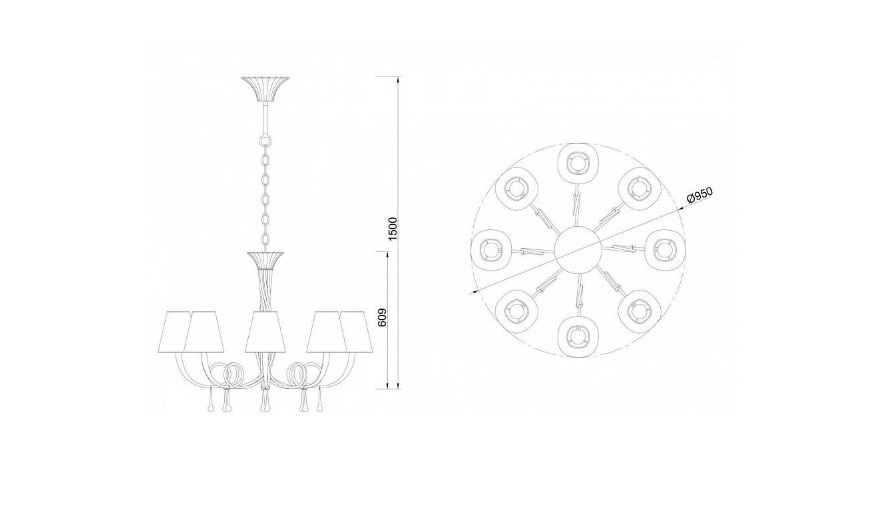Lampadario Ø95 crema/oro