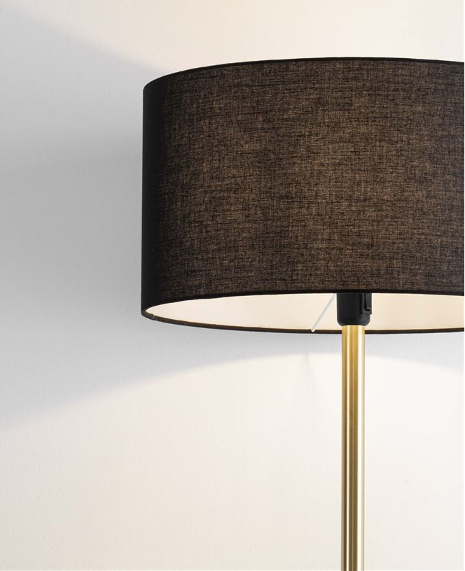 Lampada da terra in tessuto 165cm nero/oro
