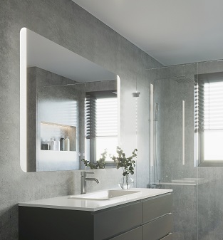 Specchio luminoso a LED, antiappannamento IP44 L.80 cm
