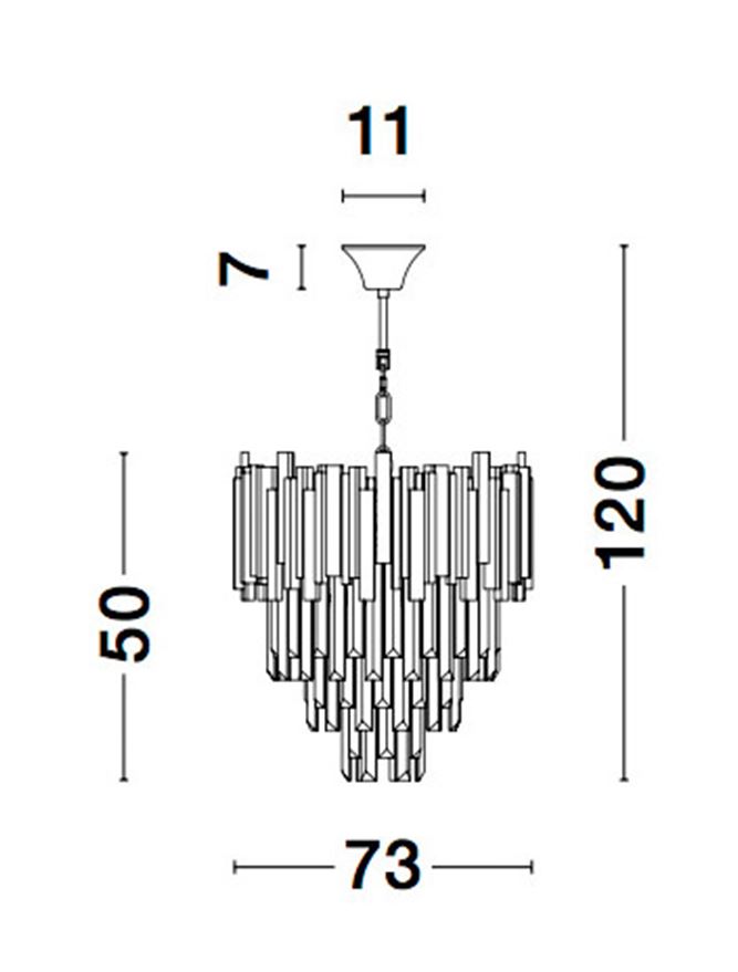 Lampadario Ø73 oro/cristallo