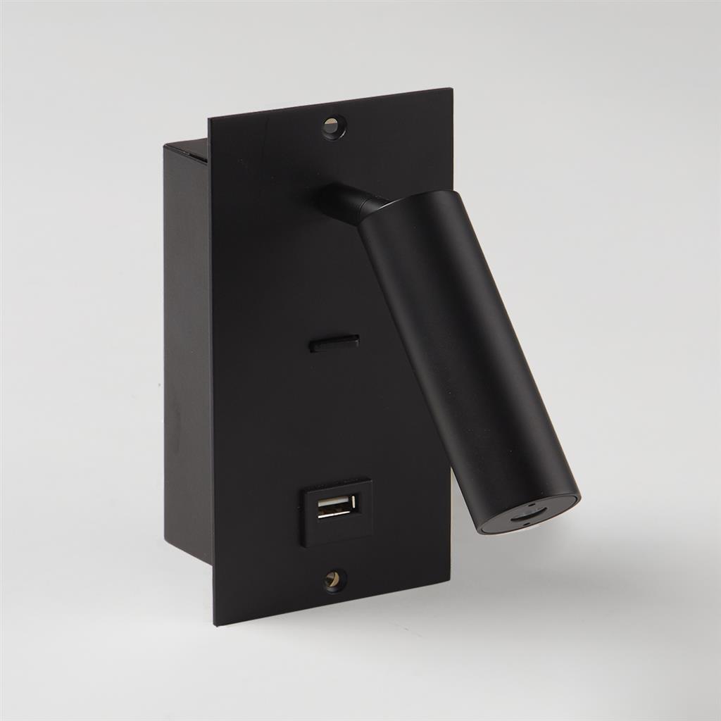 LED Leseleuchte Einbau schwarz mit Schalter + USB