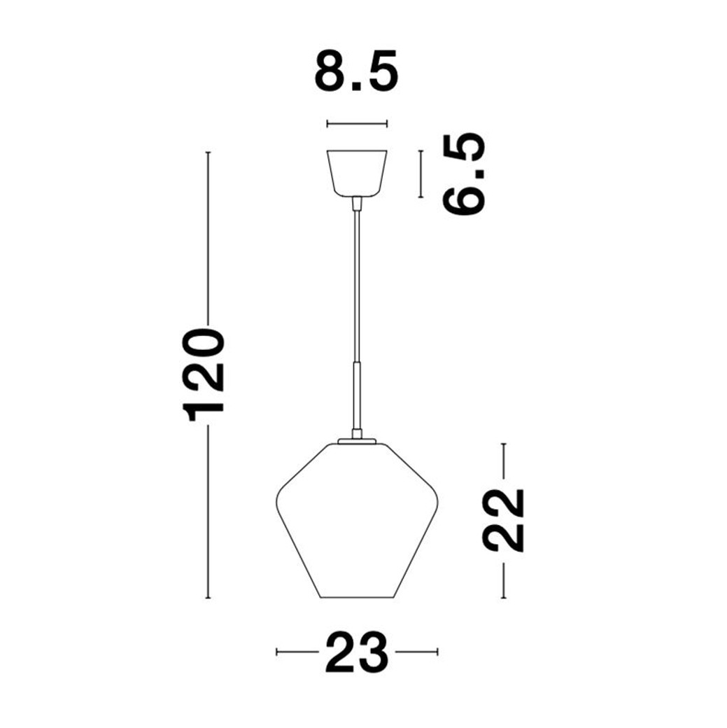 Lampada a sospensione in vetro fumé Ø23