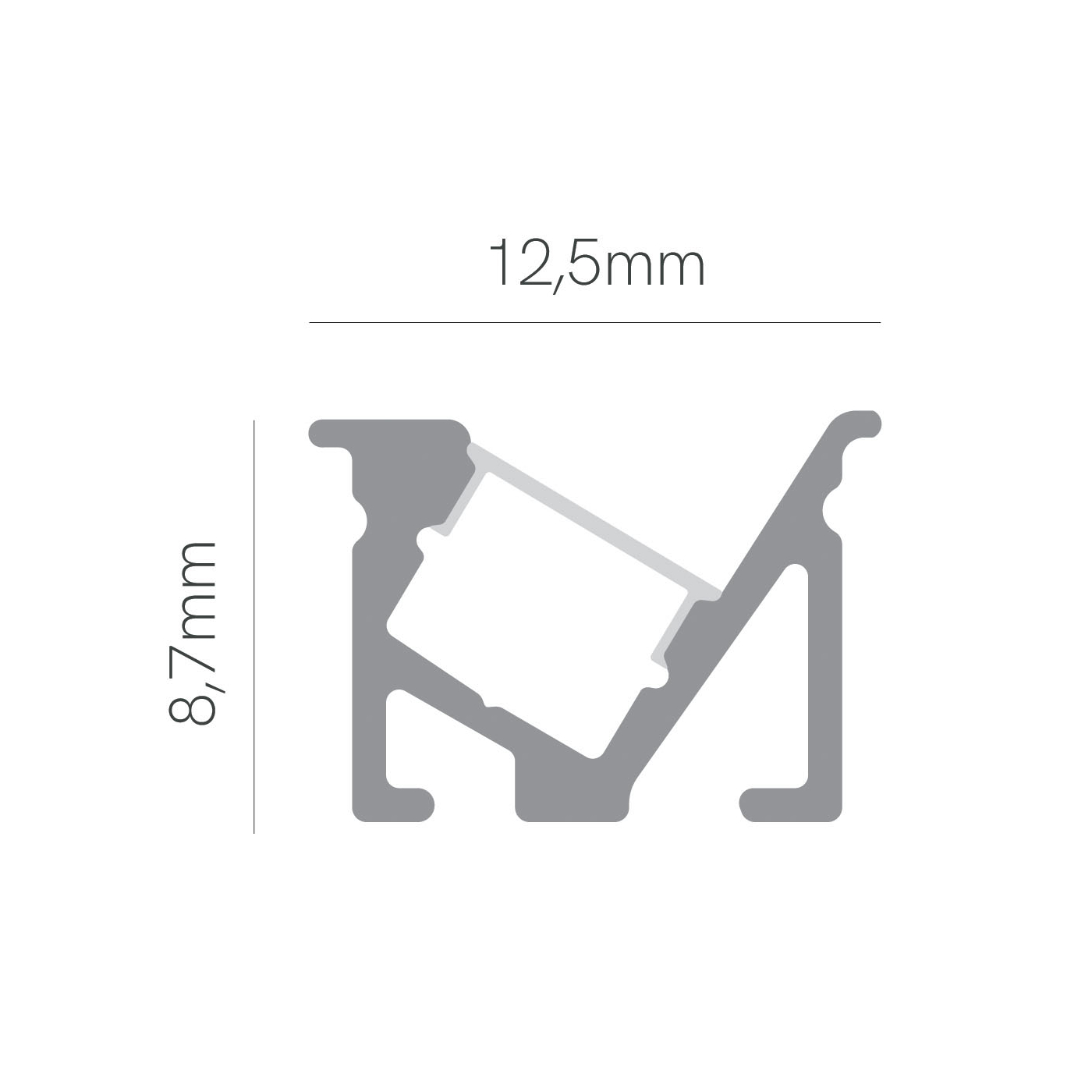 Profilo da incasso LED alu 70° + copertura opale