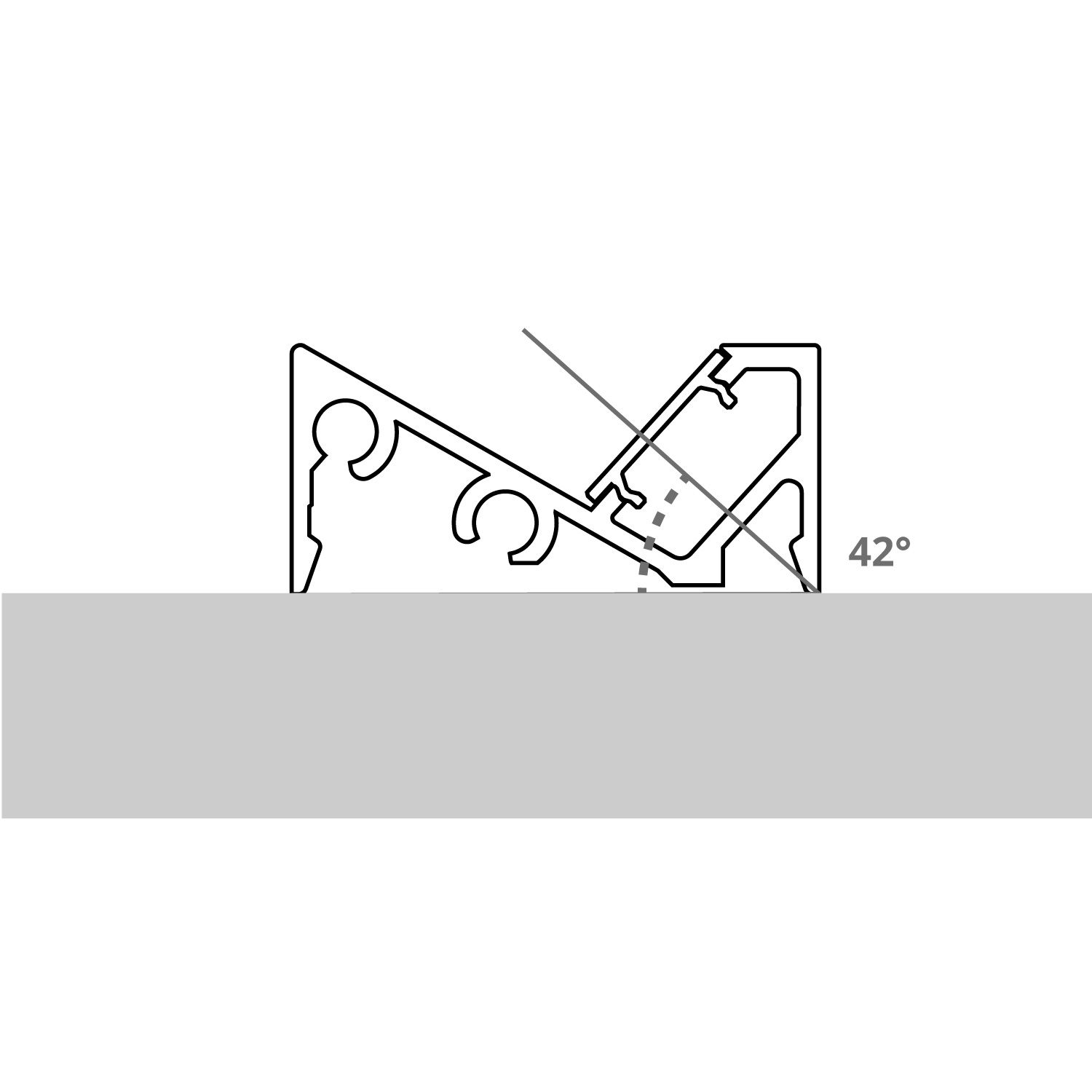 Profilo LED 42° aluminio + cover opale