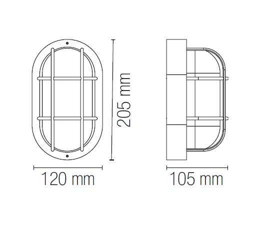 lampada ovale nera IP54