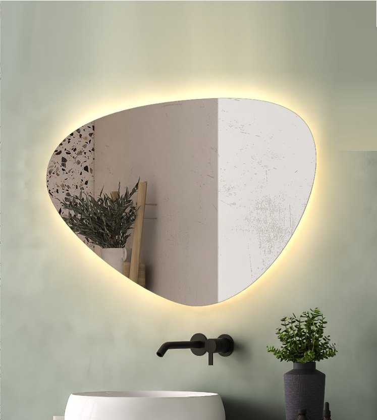 Specchio LED forma asimmetrica – illuminazione indiretta