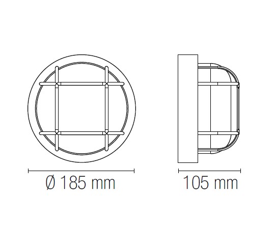 lampada tonda nera IP54