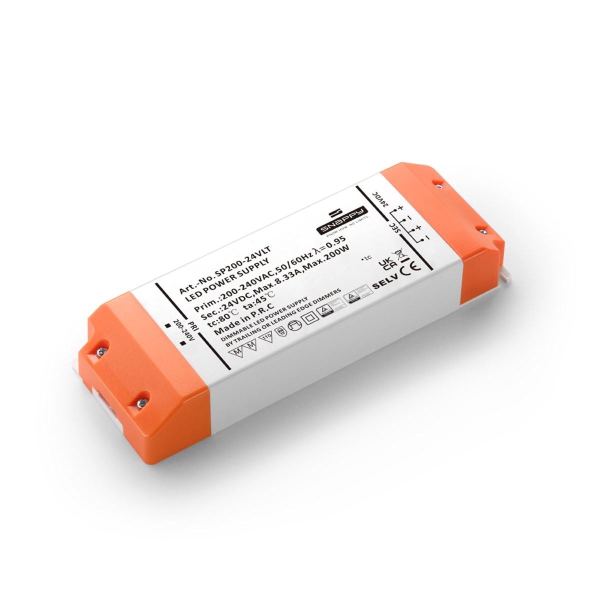 Driver LED Slim 24V 200W TRIAC piatto