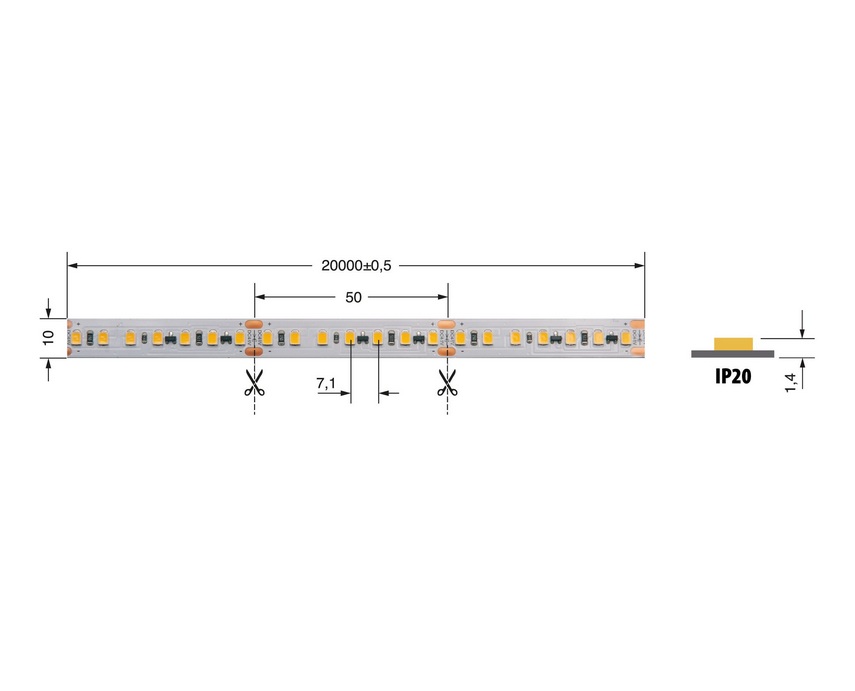 Striscia LED 14,4W IP20 48V