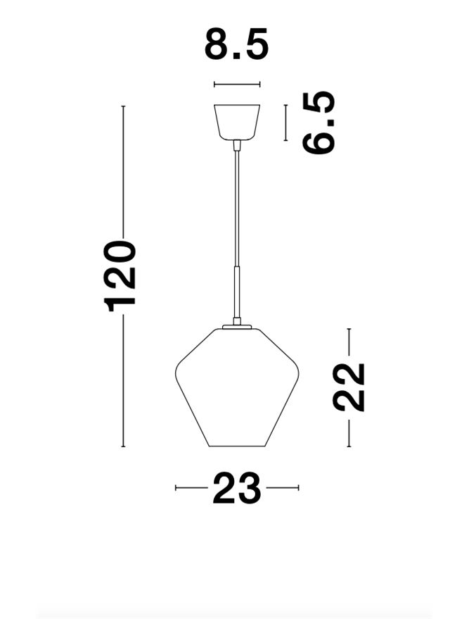 Lampada a sospensione in vetro fumé Ø23