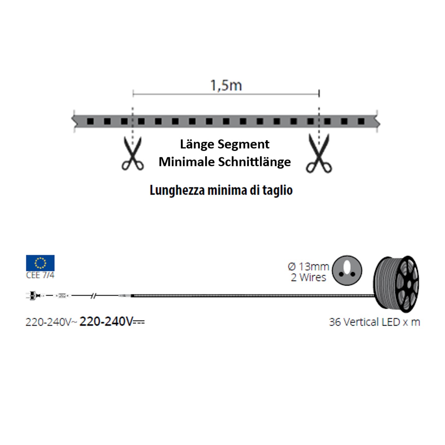 Tubo luminoso LED 230V IP54