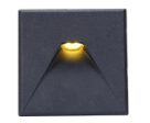 LED incasso parete nero 85x85mm 3W 120lm 120°