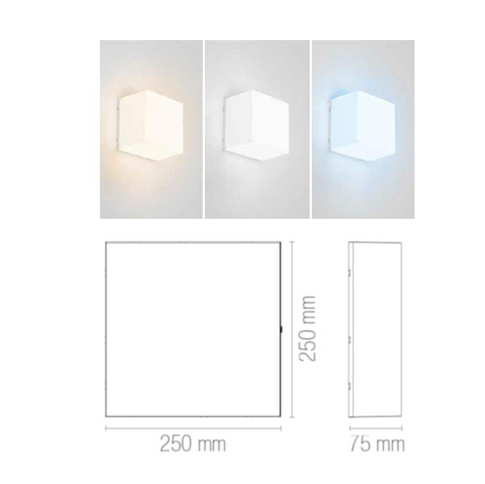 LED Wandleuchte IP65 opal 20W 25x25cm CCT
