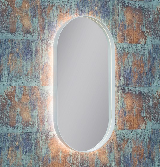 Specchio LED ovale con cornice sfalsata - indiretto