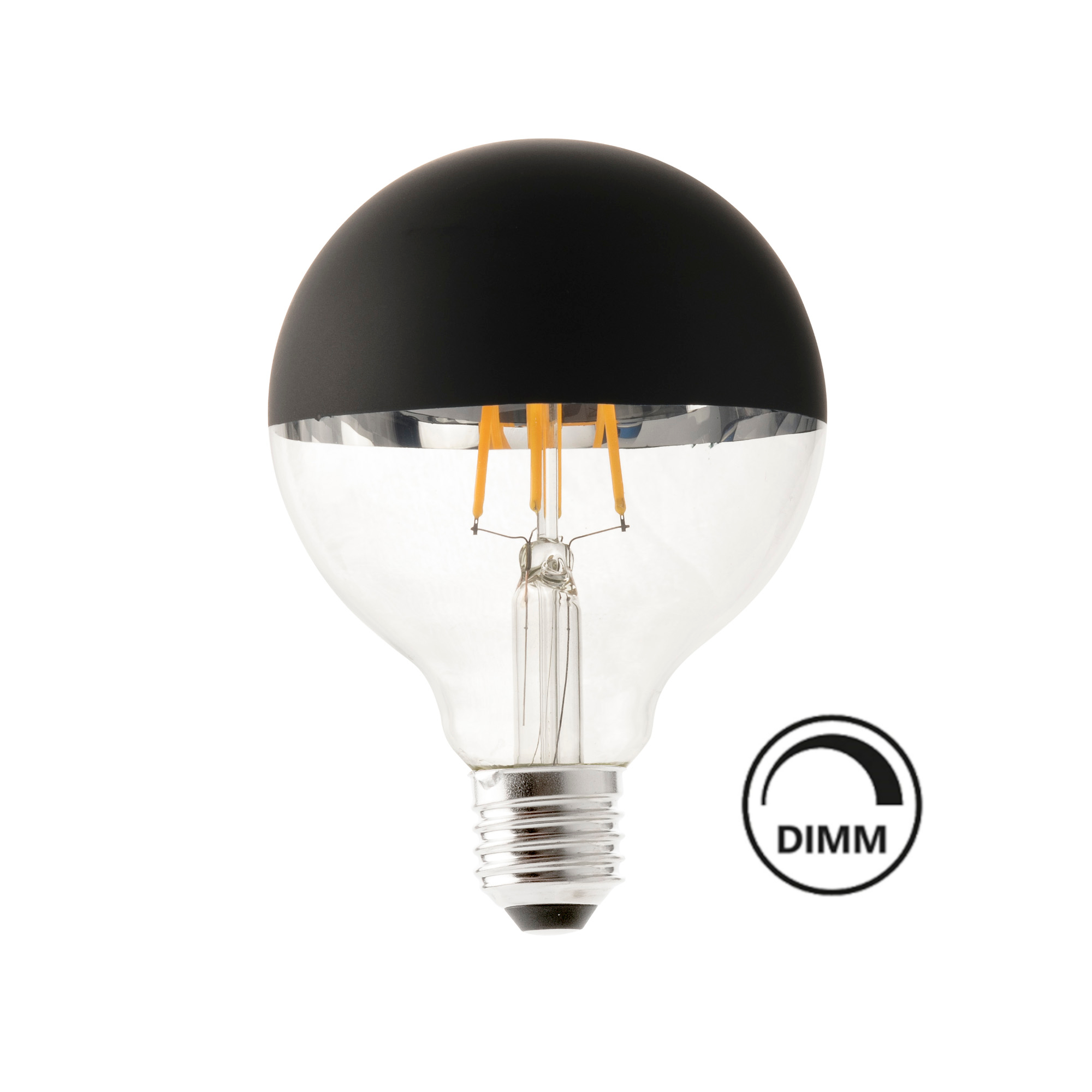 LED E27 G125 calotta nera 6W 2700K