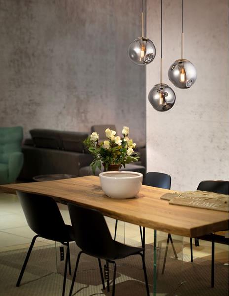 Lampada a sospensione 3xØ15 vetro fumé/oro