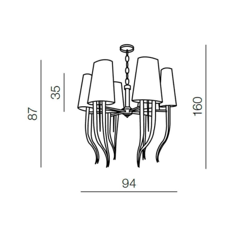 Lampadario Ø94 tessile bianco/cromo