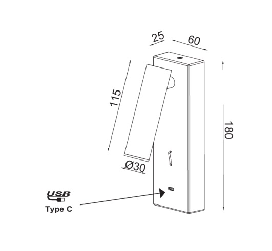 LED Leseleuchte Zylinder silber USB-C